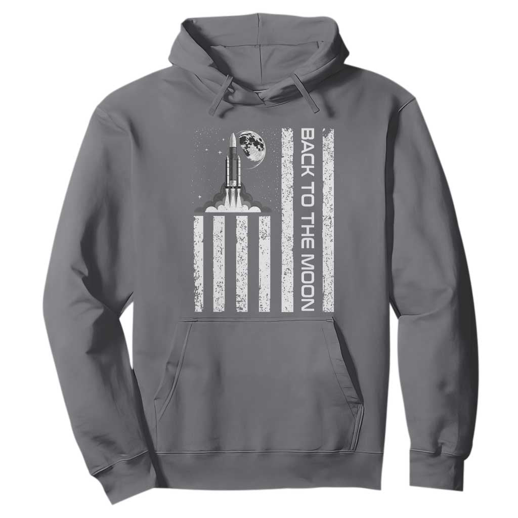 Patriotic American Pride Astronaut Lunar Mission Hoodie Back To The Moon TS12 Charcoal Print Your Wear
