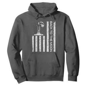Patriotic American Pride Astronaut Lunar Mission Hoodie Back To The Moon TS12 Dark Heather Print Your Wear