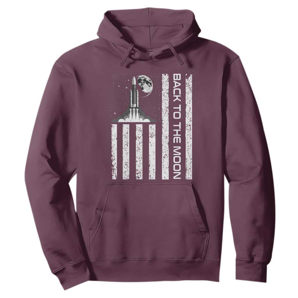 Patriotic American Pride Astronaut Lunar Mission Hoodie Back To The Moon TS12 Maroon Print Your Wear