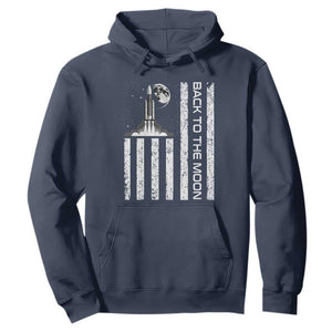 Patriotic American Pride Astronaut Lunar Mission Hoodie Back To The Moon TS12 Navy Print Your Wear
