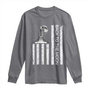 Patriotic American Pride Astronaut Lunar Mission Long Sleeve Shirt Back To The Moon TS12 Charcoal Print Your Wear