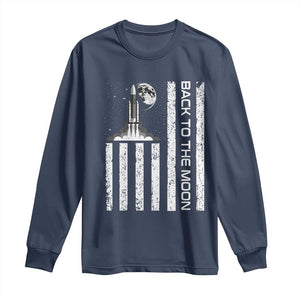 Patriotic American Pride Astronaut Lunar Mission Long Sleeve Shirt Back To The Moon TS12 Navy Print Your Wear