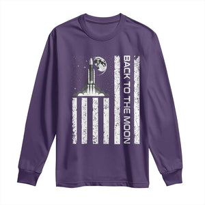 Patriotic American Pride Astronaut Lunar Mission Long Sleeve Shirt Back To The Moon TS12 Purple Print Your Wear
