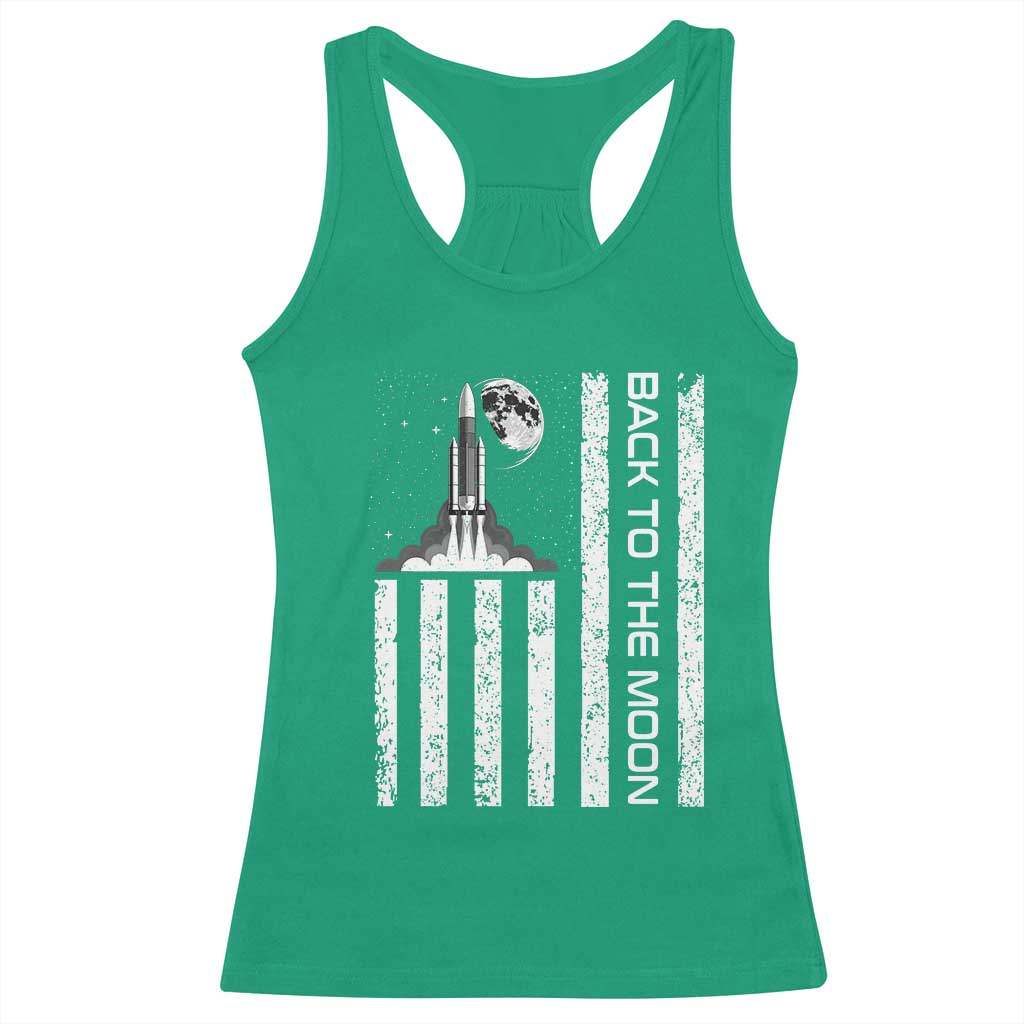 Patriotic American Pride Astronaut Lunar Mission Racerback Tank Top Back To The Moon TS12 Irish Green Print Your Wear