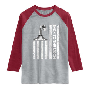 Patriotic American Pride Astronaut Lunar Mission Raglan Shirt Back To The Moon TS12 Heather Gray Heather Red Print Your Wear