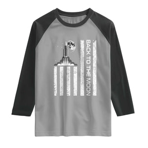 Patriotic American Pride Astronaut Lunar Mission Raglan Shirt Back To The Moon TS12 Sport Gray Black Print Your Wear