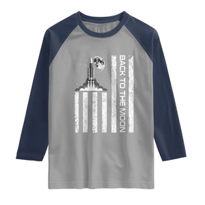 Patriotic American Pride Astronaut Lunar Mission Raglan Shirt Back To The Moon TS12 Sport Gray Navy Print Your Wear