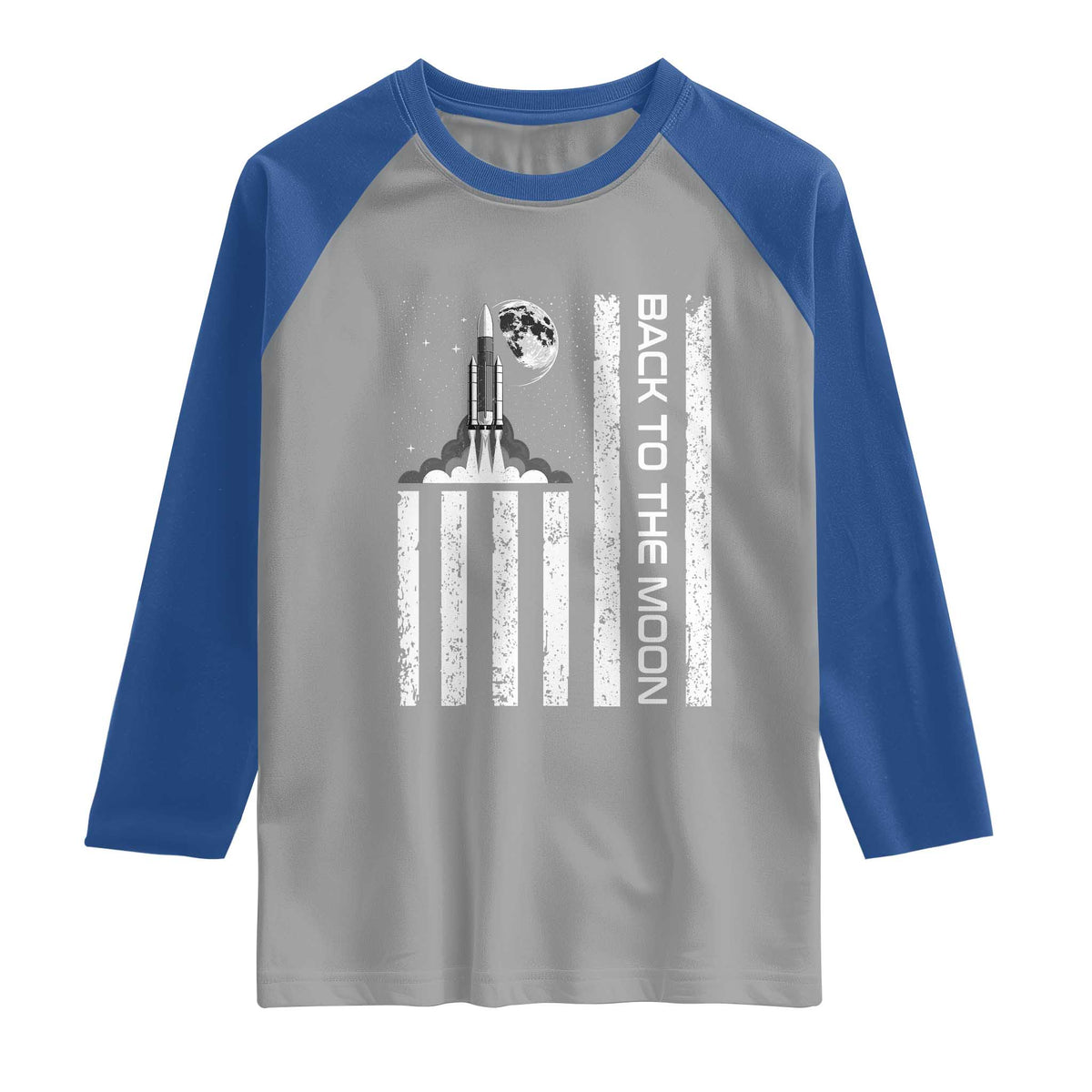 Patriotic American Pride Astronaut Lunar Mission Raglan Shirt Back To The Moon TS12 Sport Gray Royal Print Your Wear