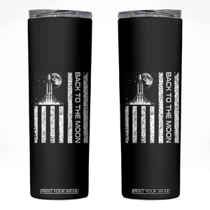 Patriotic American Pride Astronaut Lunar Mission Skinny Tumbler Back To The Moon TS12 Black Print Your Wear