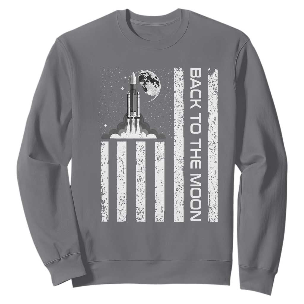 Patriotic American Pride Astronaut Lunar Mission Sweatshirt Back To The Moon TS12 Charcoal Print Your Wear