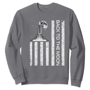 Patriotic American Pride Astronaut Lunar Mission Sweatshirt Back To The Moon TS12 Charcoal Print Your Wear