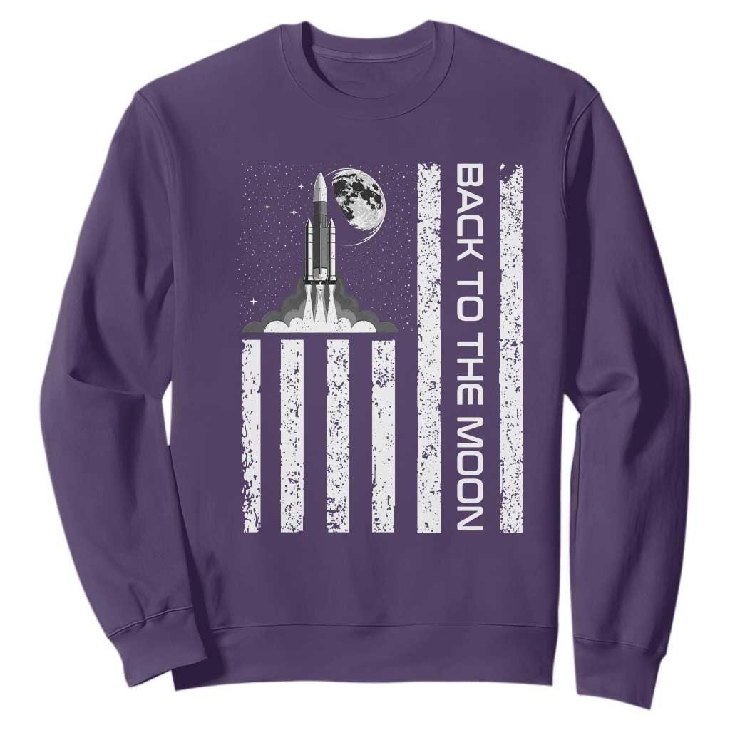Patriotic American Pride Astronaut Lunar Mission Sweatshirt Back To The Moon TS12 Purple Print Your Wear