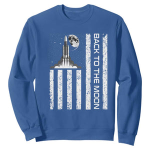 Patriotic American Pride Astronaut Lunar Mission Sweatshirt Back To The Moon TS12 Royal Blue Print Your Wear