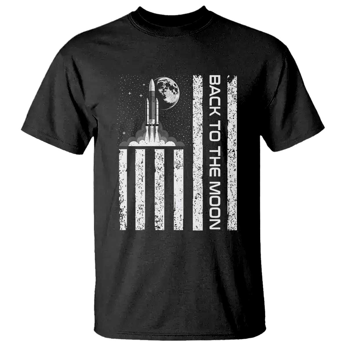 Patriotic American Pride Astronaut Lunar Mission T Shirt Back To The Moon TS12 Black Print Your Wear