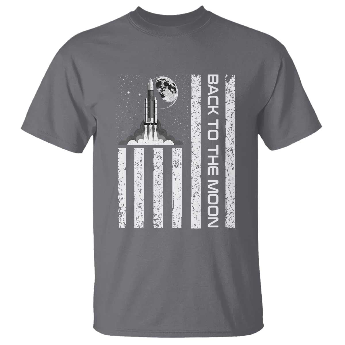 Patriotic American Pride Astronaut Lunar Mission T Shirt Back To The Moon TS12 Charcoal Print Your Wear