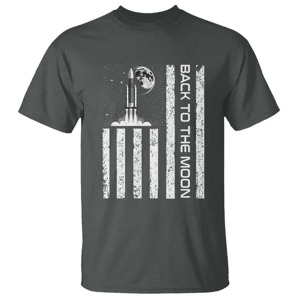 Patriotic American Pride Astronaut Lunar Mission T Shirt Back To The Moon TS12 Dark Heather Print Your Wear