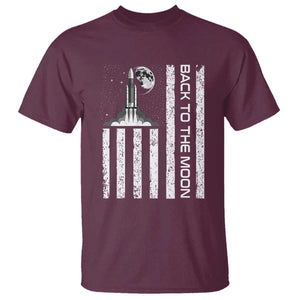Patriotic American Pride Astronaut Lunar Mission T Shirt Back To The Moon TS12 Maroon Print Your Wear
