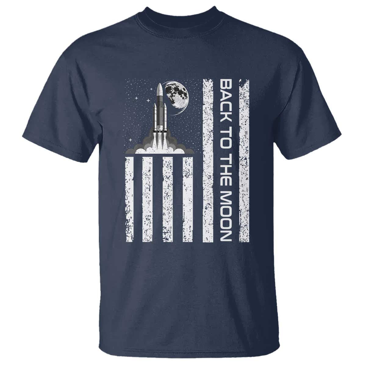 Patriotic American Pride Astronaut Lunar Mission T Shirt Back To The Moon TS12 Navy Print Your Wear