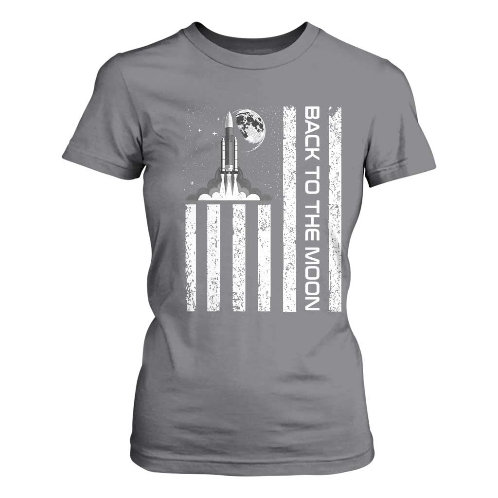 Patriotic American Pride Astronaut Lunar Mission T Shirt For Women Back To The Moon TS12 Charcoal Print Your Wear