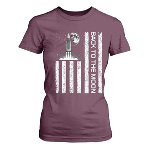 Patriotic American Pride Astronaut Lunar Mission T Shirt For Women Back To The Moon TS12 Maroon Print Your Wear