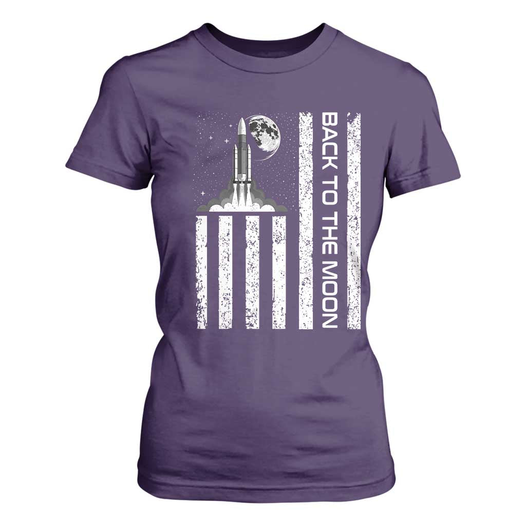 Patriotic American Pride Astronaut Lunar Mission T Shirt For Women Back To The Moon TS12 Purple Print Your Wear