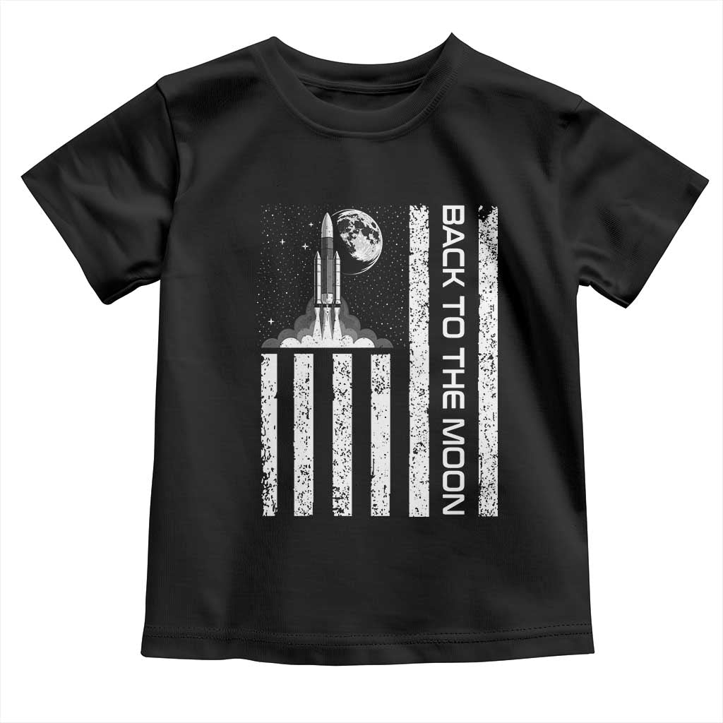 Patriotic American Pride Astronaut Lunar Mission Toddler T Shirt Back To The Moon TS12 Black Print Your Wear