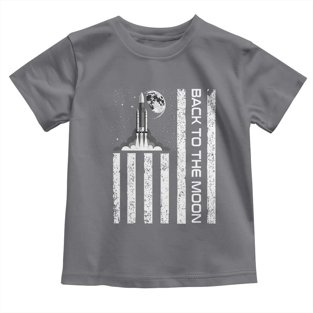 Patriotic American Pride Astronaut Lunar Mission Toddler T Shirt Back To The Moon TS12 Charcoal Print Your Wear