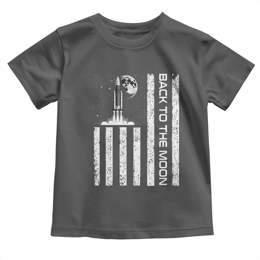 Patriotic American Pride Astronaut Lunar Mission Toddler T Shirt Back To The Moon TS12 Dark Heather Print Your Wear