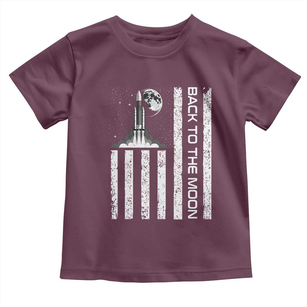 Patriotic American Pride Astronaut Lunar Mission Toddler T Shirt Back To The Moon TS12 Maroon Print Your Wear