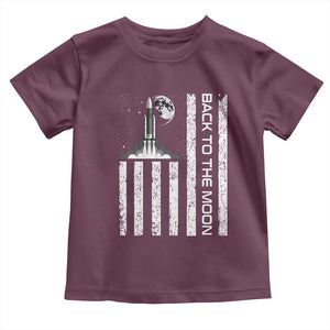 Patriotic American Pride Astronaut Lunar Mission Toddler T Shirt Back To The Moon TS12 Maroon Print Your Wear