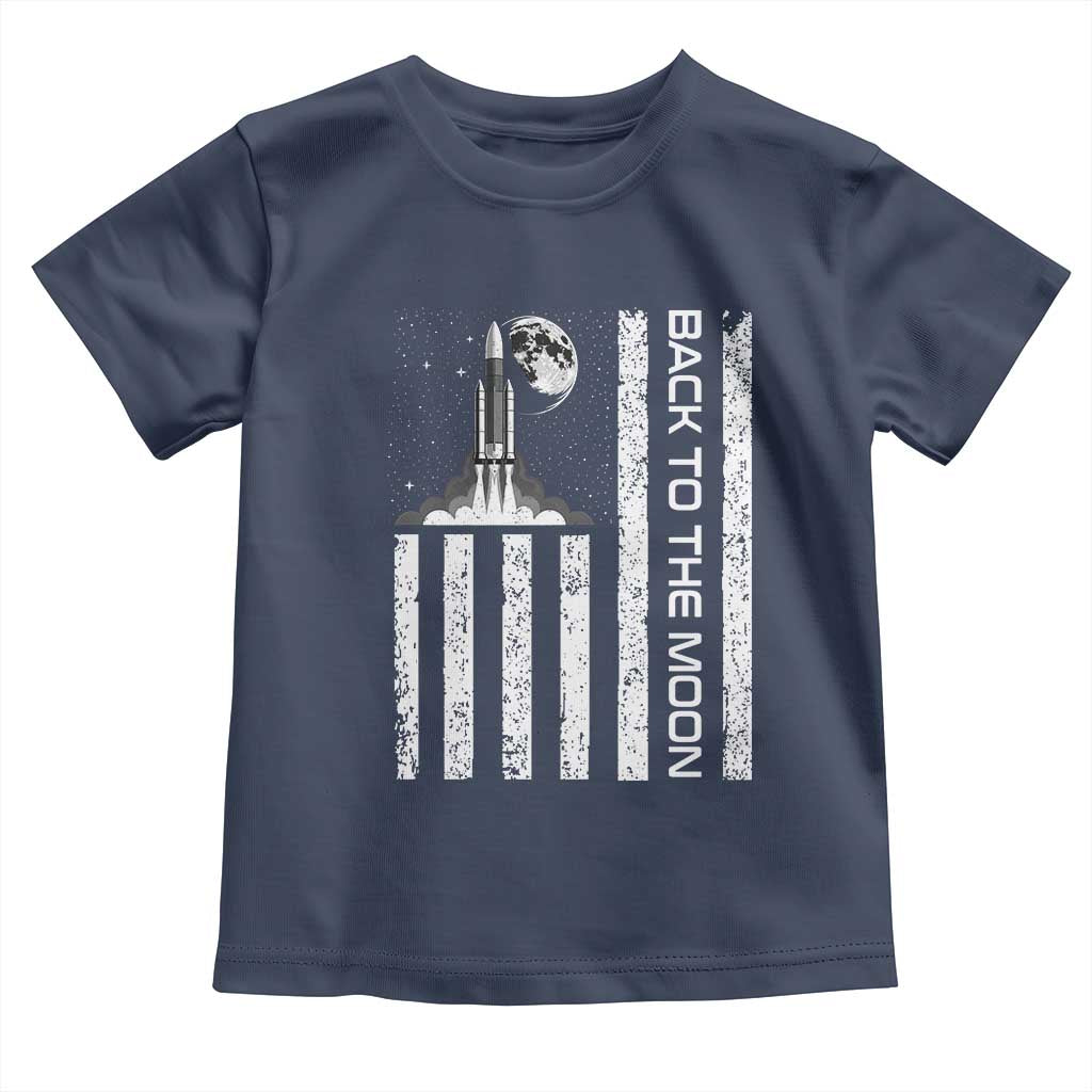 Patriotic American Pride Astronaut Lunar Mission Toddler T Shirt Back To The Moon TS12 Navy Print Your Wear