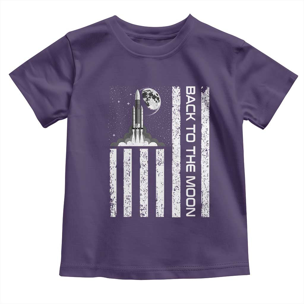 Patriotic American Pride Astronaut Lunar Mission Toddler T Shirt Back To The Moon TS12 Purple Print Your Wear