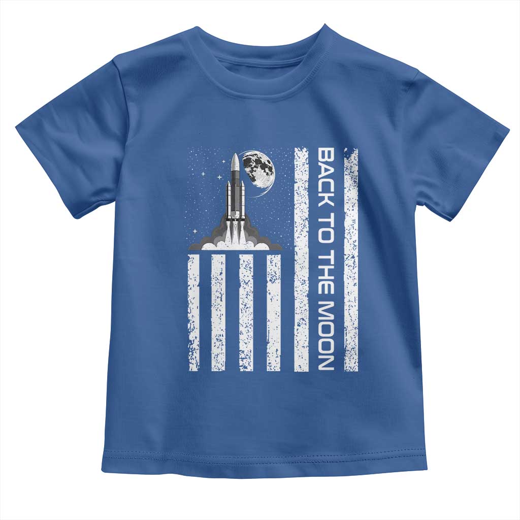 Patriotic American Pride Astronaut Lunar Mission Toddler T Shirt Back To The Moon TS12 Royal Blue Print Your Wear