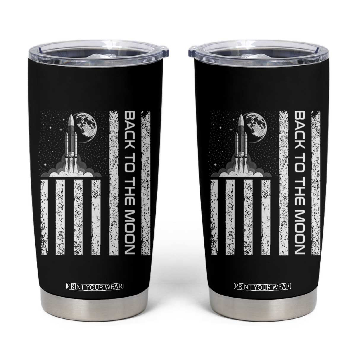 Patriotic American Pride Astronaut Lunar Mission Tumbler Cup Back To The Moon TS12 Black Print Your Wear
