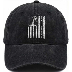 Patriotic American Pride Astronaut Lunar Mission Washed Cotton Baseball Cap Back To The Moon TS12 Print Your Wear