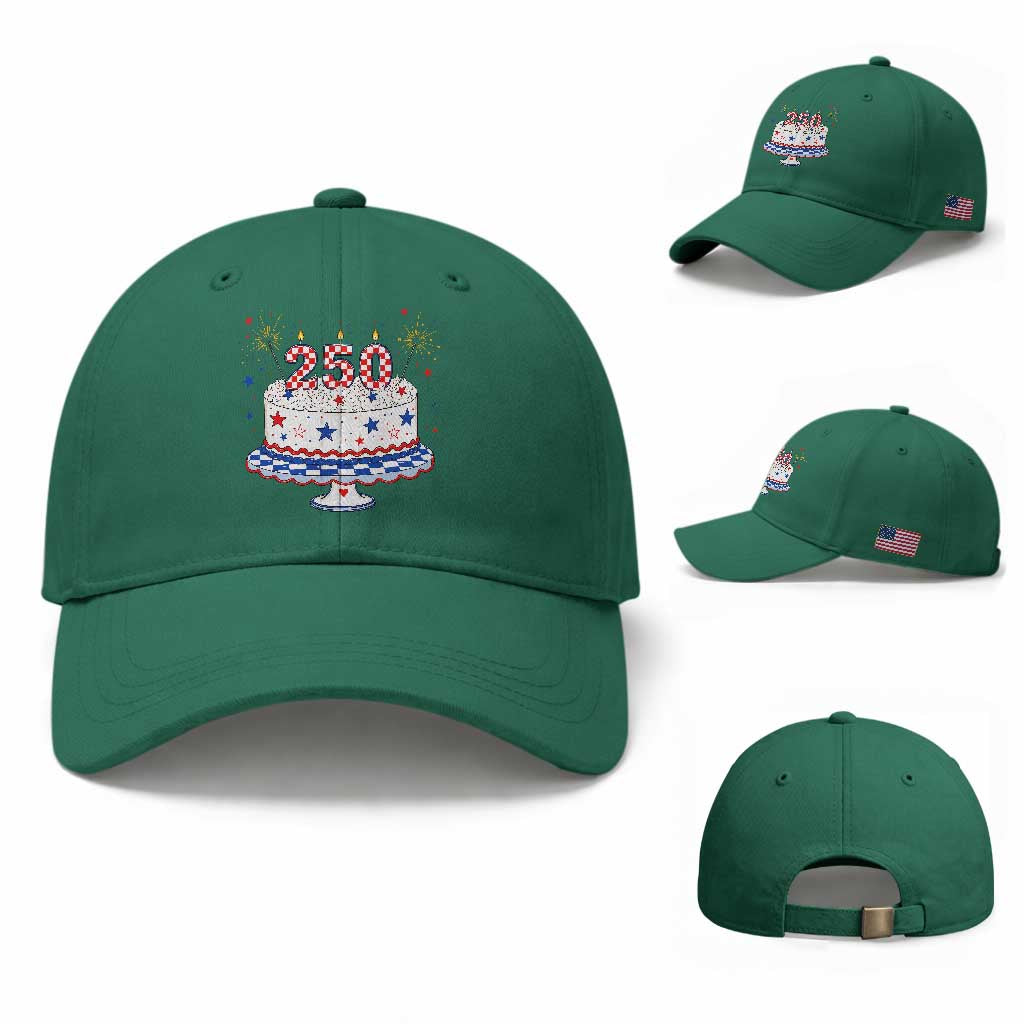 USA 250th Anniversary Birthday Cake Party Gift Baseball Cap