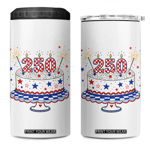 USA 250th Anniversary Birthday Cake Party Gift 4 in 1 Can Cooler Tumbler
