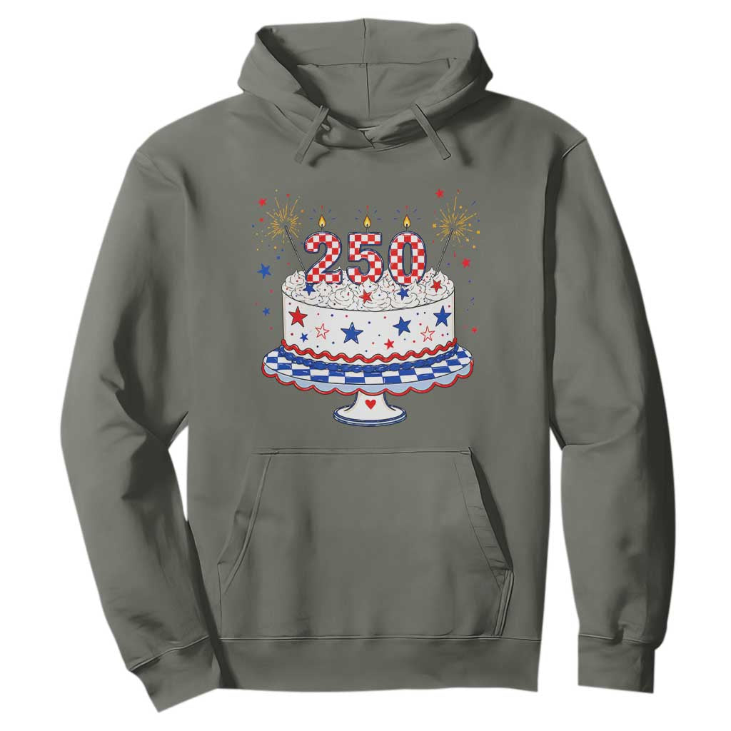 USA 250th Anniversary Birthday Cake Party Gift Hoodie