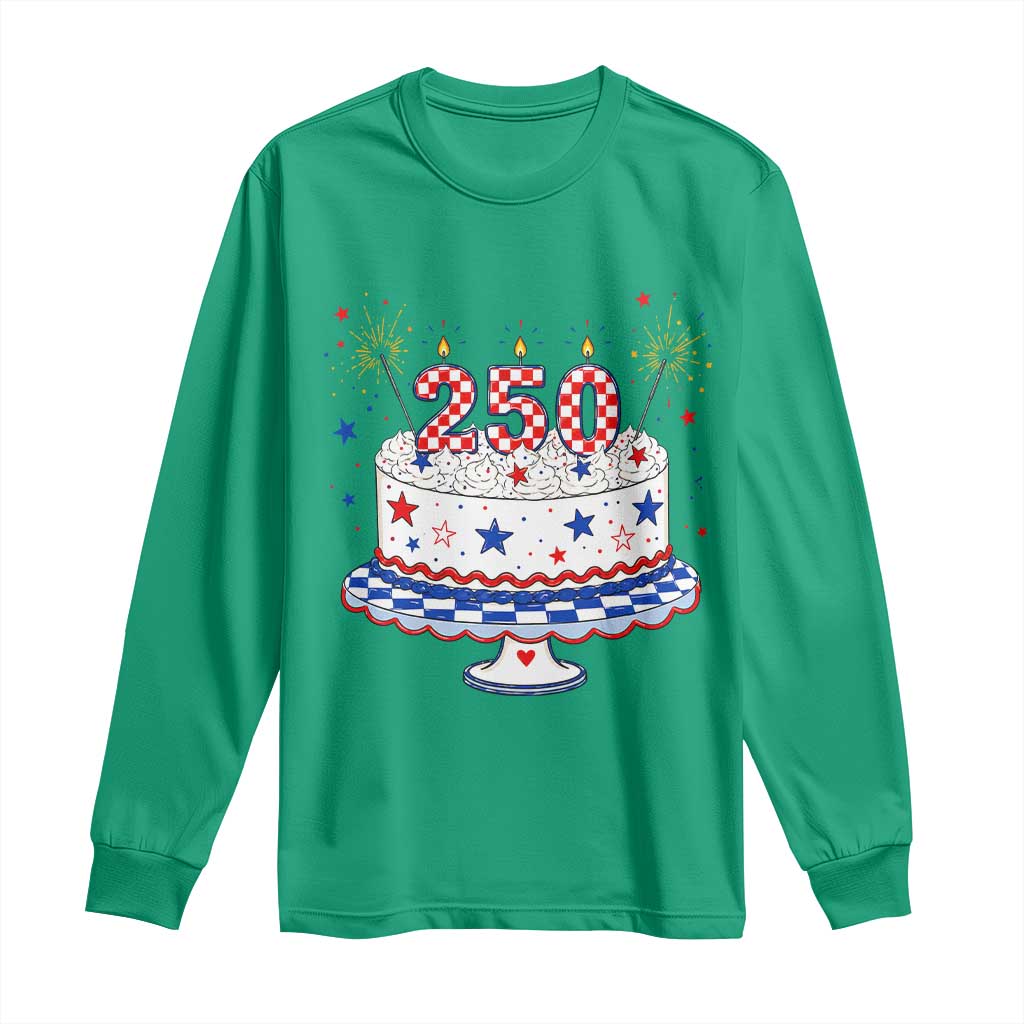 USA 250th Anniversary Birthday Cake Party Gift Long Sleeve Shirt