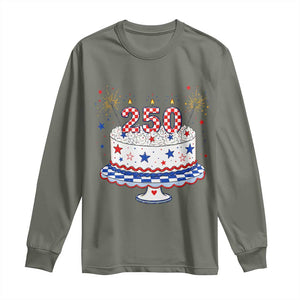 USA 250th Anniversary Birthday Cake Party Gift Long Sleeve Shirt