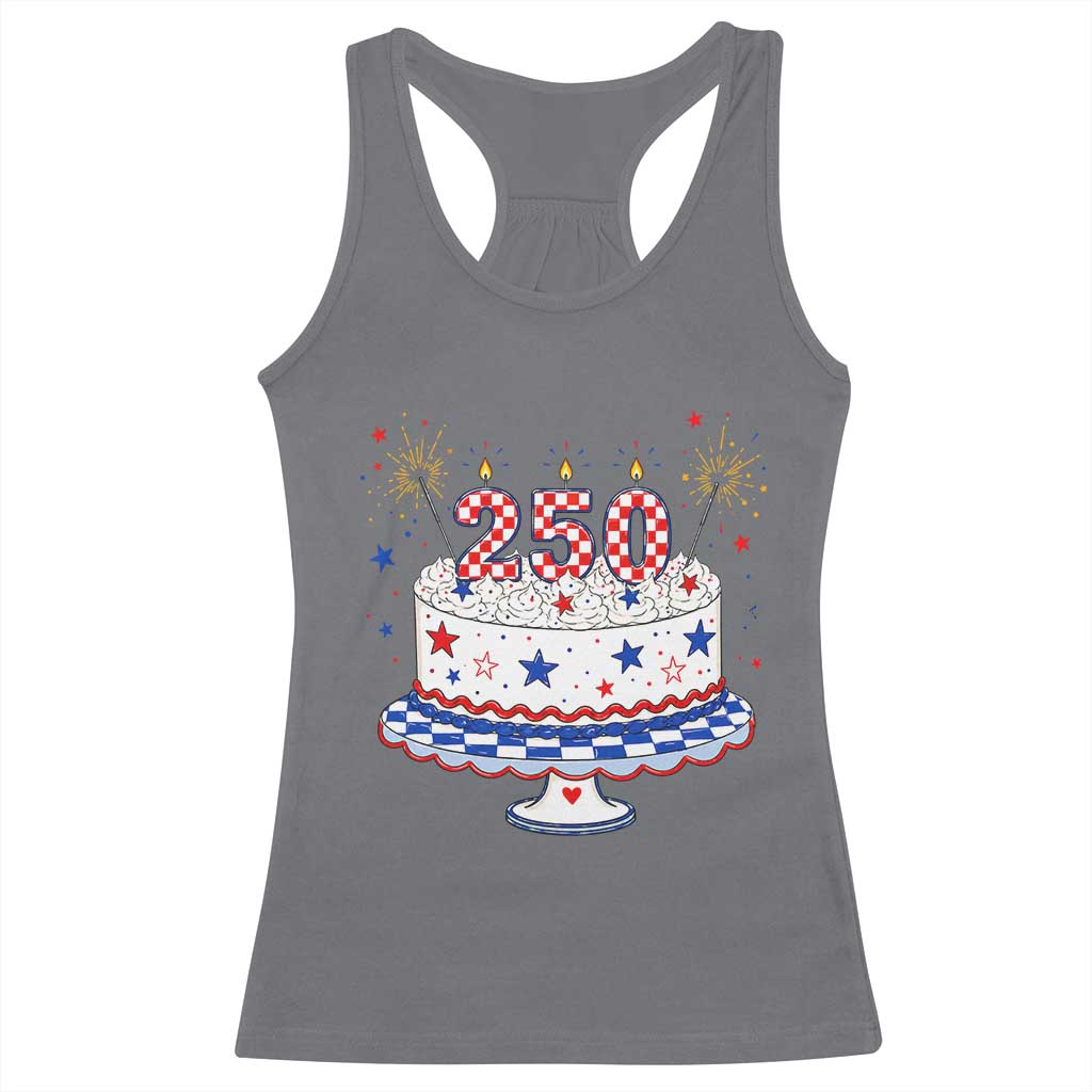 USA 250th Anniversary Birthday Cake Party Gift Racerback Tank Top