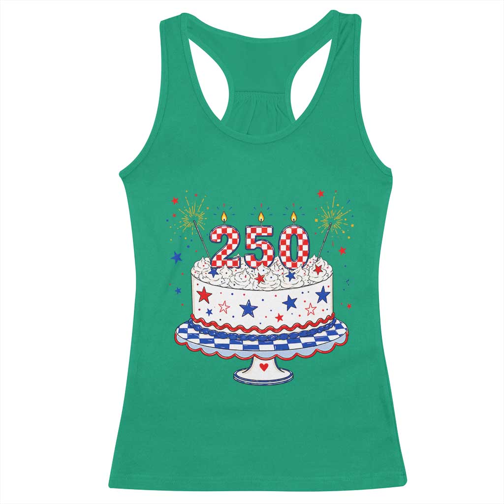 USA 250th Anniversary Birthday Cake Party Gift Racerback Tank Top