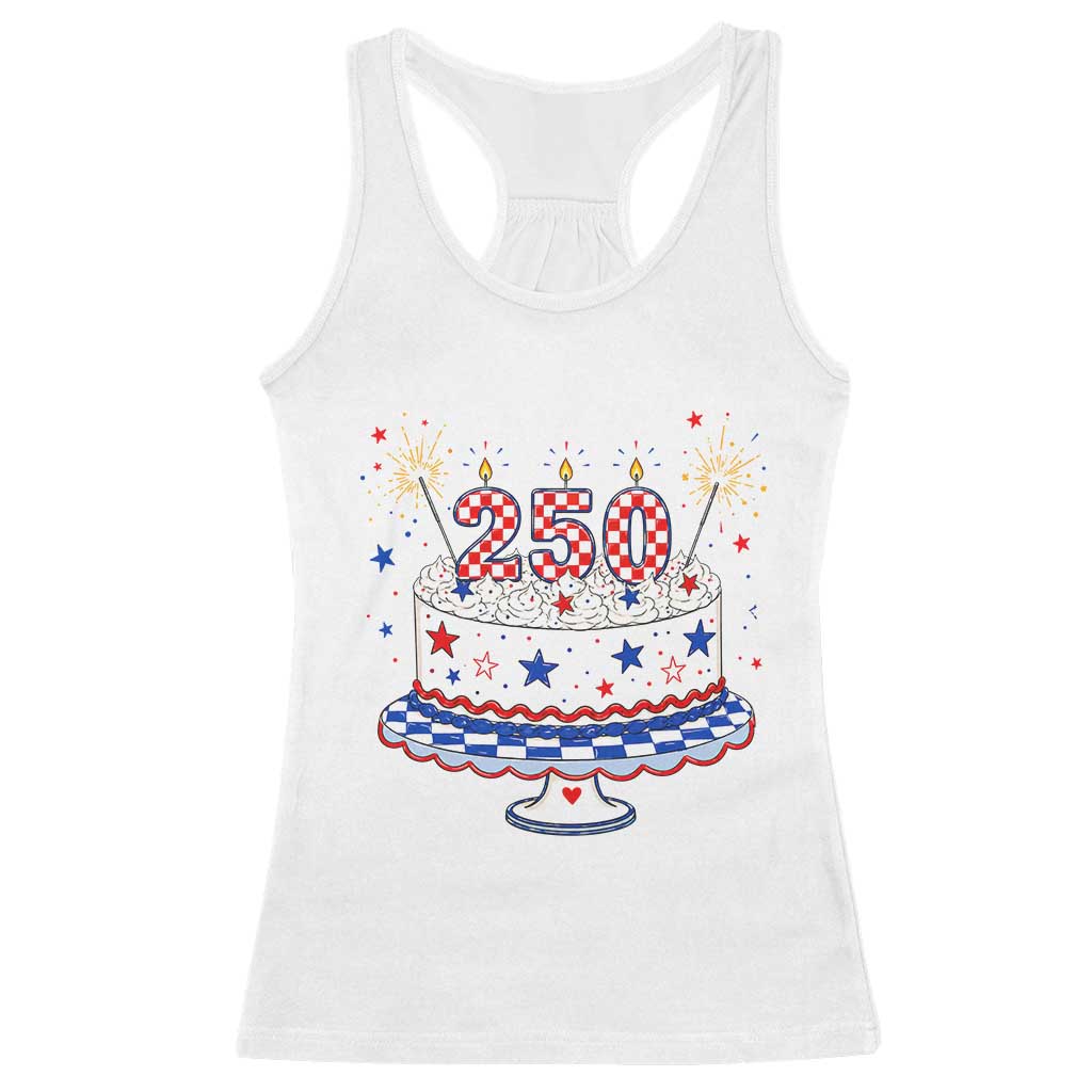 USA 250th Anniversary Birthday Cake Party Gift Racerback Tank Top