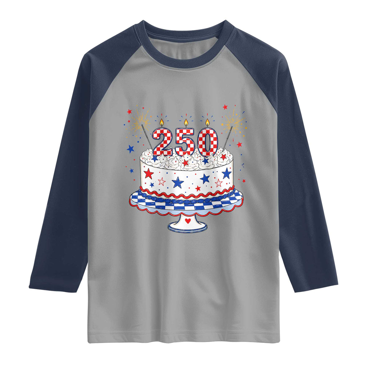 USA 250th Anniversary Birthday Cake Party Gift Raglan Shirt