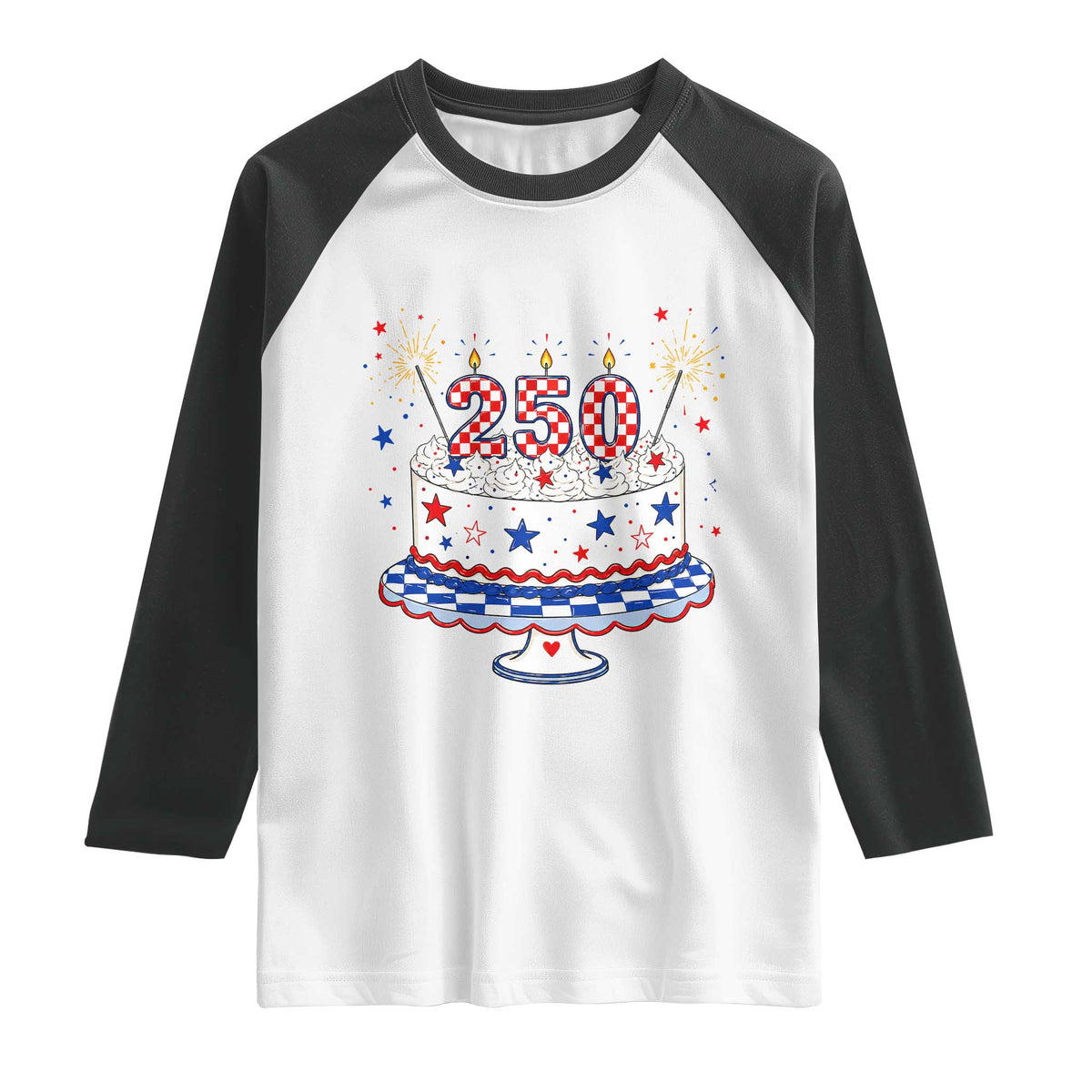 USA 250th Anniversary Birthday Cake Party Gift Raglan Shirt