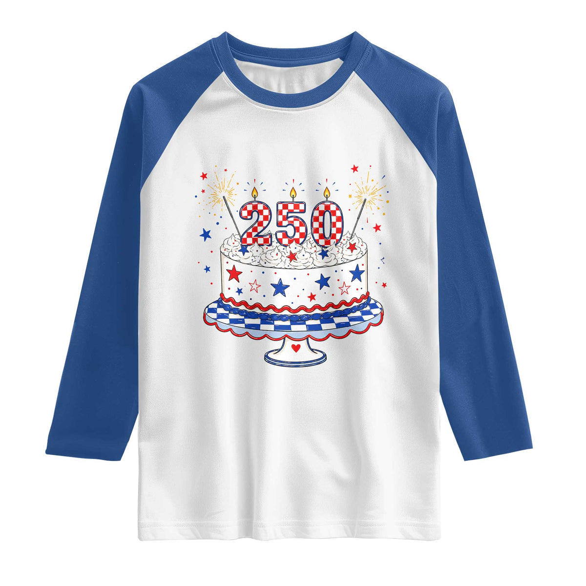 USA 250th Anniversary Birthday Cake Party Gift Raglan Shirt