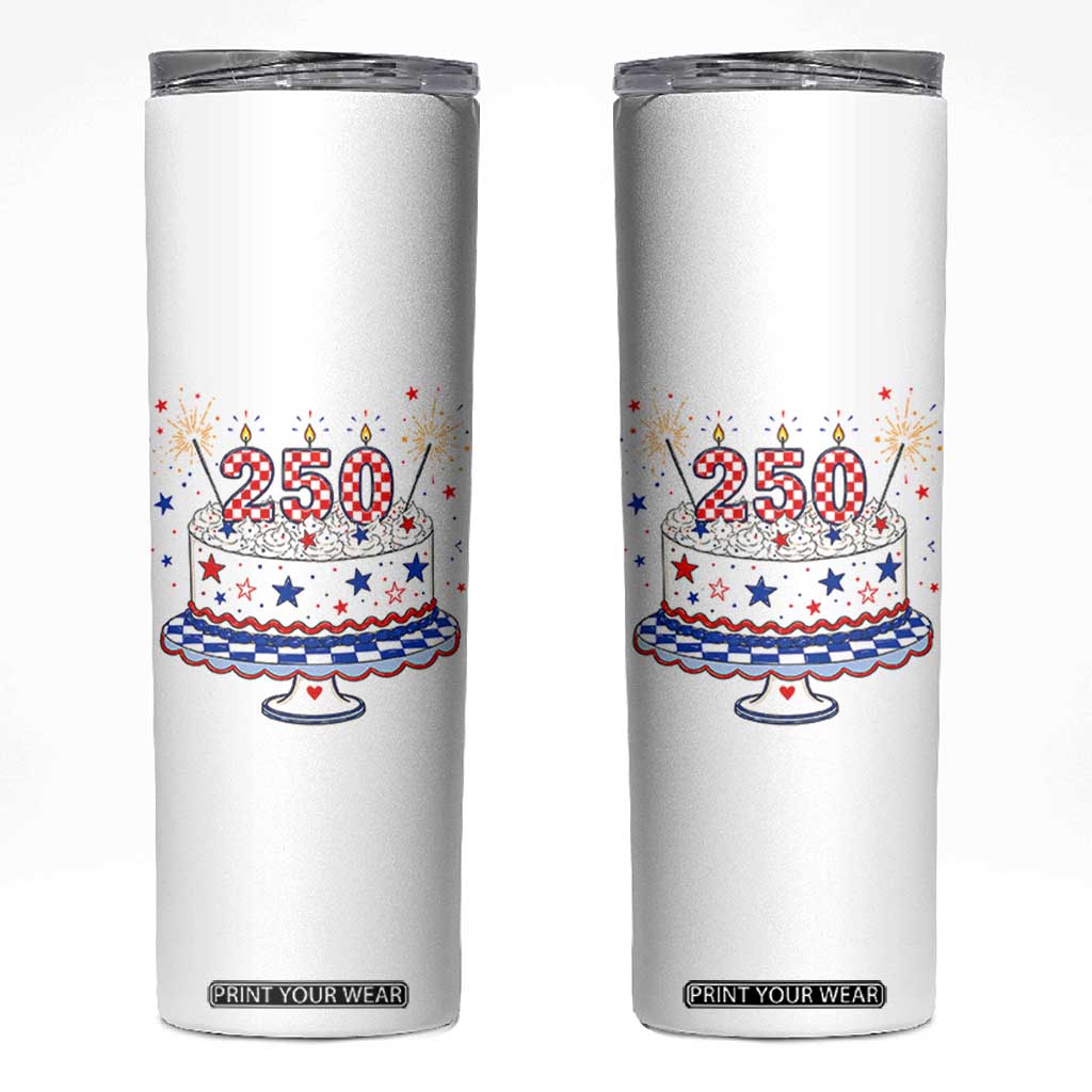 USA 250th Anniversary Birthday Cake Party Gift Skinny Tumbler