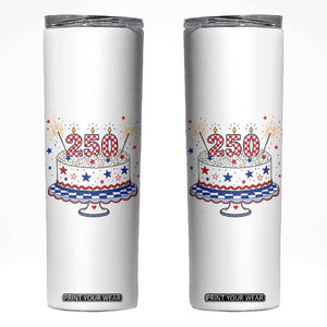 USA 250th Anniversary Birthday Cake Party Gift Skinny Tumbler