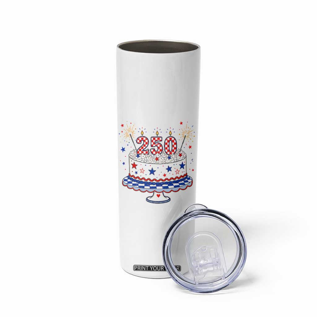 USA 250th Anniversary Birthday Cake Party Gift Skinny Tumbler