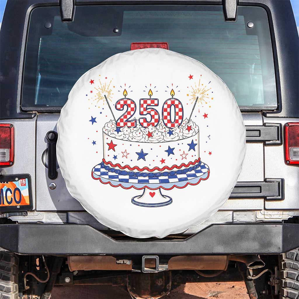 USA 250th Anniversary Birthday Cake Party Gift Spare Tire Cover TS12 No hole White Print Your Wear